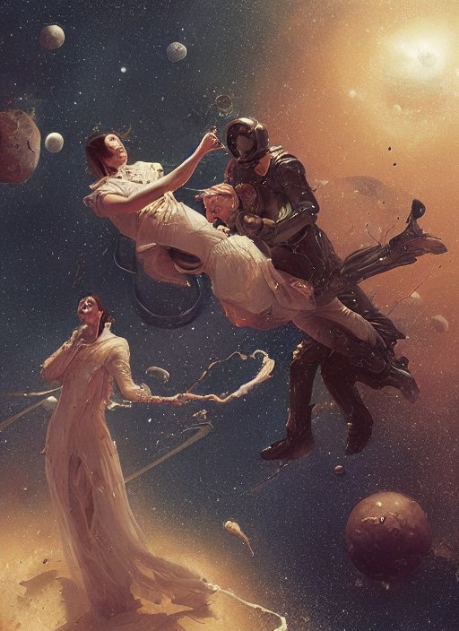 Lovers Being Pulled Apart Across Space  Time, Photorealistic...