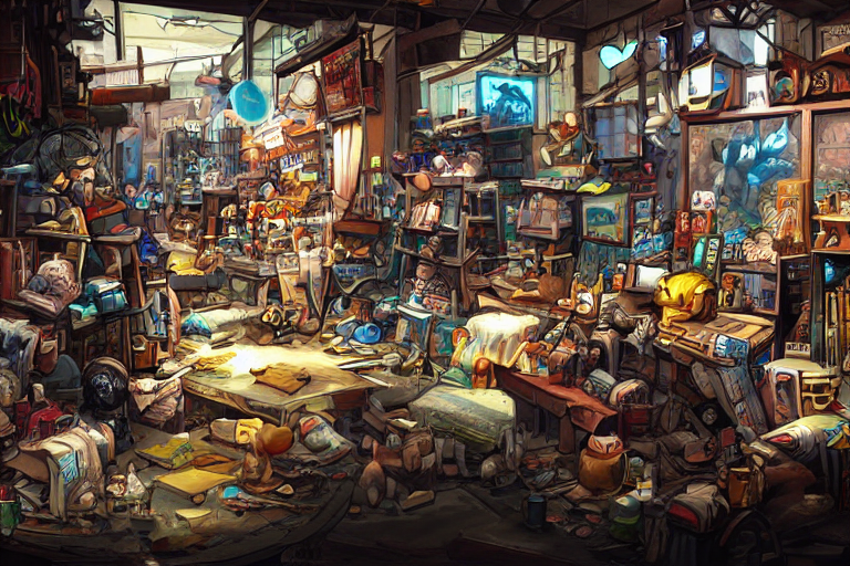 Photo Cartoon Illustration Comics Manga Painting Of Junkshop...