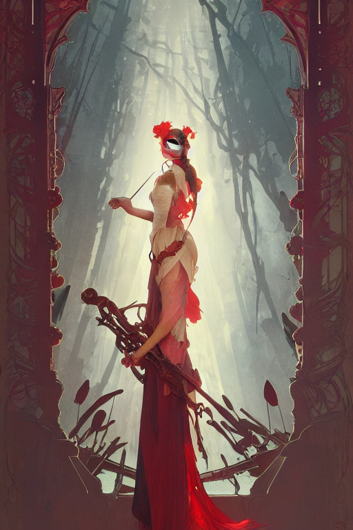 Poster Artwork, Girl Bard In Blood Dress, Medium Shot, Detai...