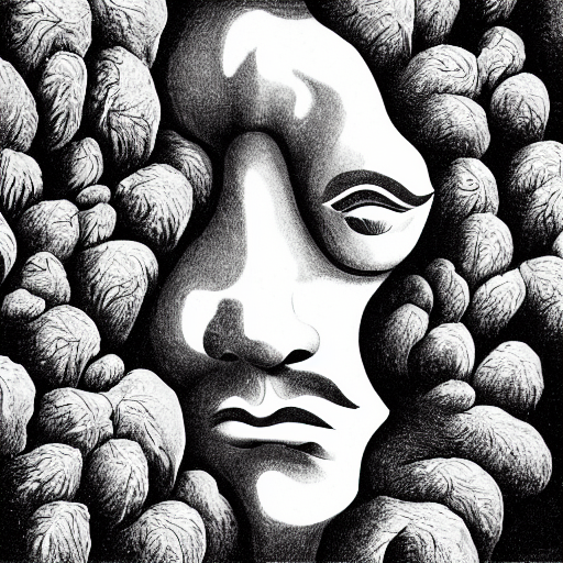 A Black And White Drawing Of A Giant Human Nose Pressed On T...