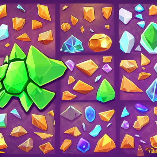 Variety Of Gems Spritesheet Game Asset Vector Art, Smooth St...