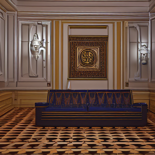 A Masonic Waiting Room With A Couch, A Chair, A Lamp And A S...
