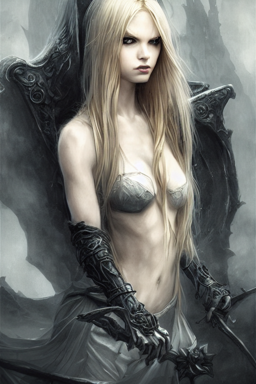 Portrait Of A Cloaked Female Devil, Evil, Ominous, Luscious,...