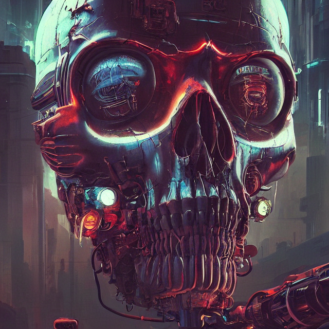 A Beautiful Painting Of Cyberpunk Skull By Nekro And Pascal...