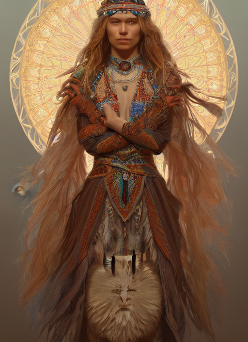Portrait Of A Dancing Eagle Woman, Beautiful Blonde Haired L...