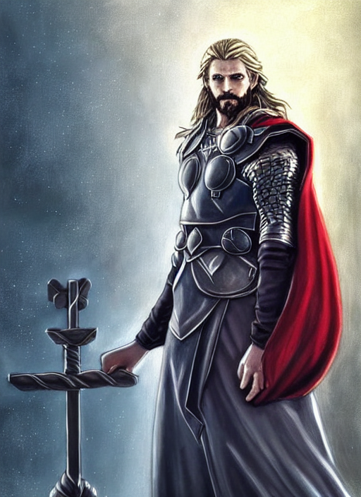 A Jesus As Nordic God Thor An Ultrafine Detailed Painting, D...