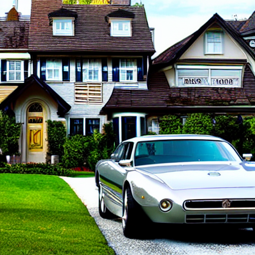 Dream Car In Front Of Dream House