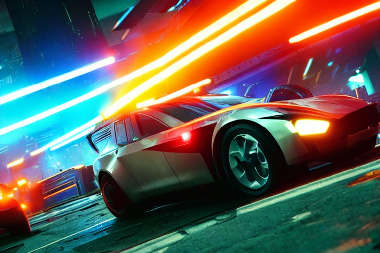 Film Still From Blade Runner, Cyberpunk Tesla Police Car Cha... — Stable Diffusion AI Prompt: film still from blade runner, cyberpunk tesla police car chasing cars, rocket le...