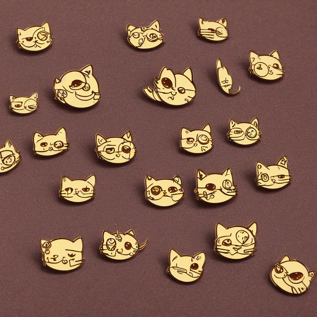 A Retro Minimalistic Cute Steampunk Cat Emoji Enamel Pin, Hd...