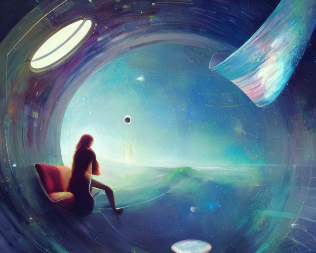 A Realistic Portrait Of A Simple Futuristic Transfer Of Data... — Stable Diffusion AI Prompt: a realistic portrait of a simple futuristic transfer of data into my brain in sp...