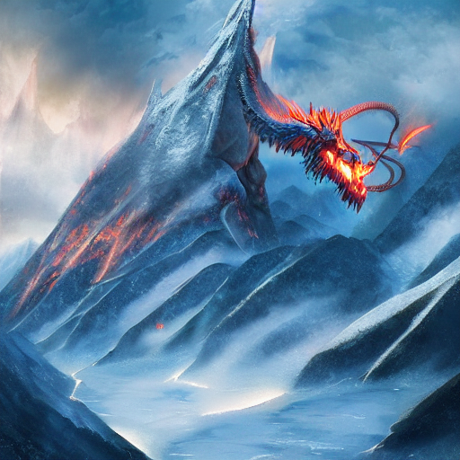 Fire - Breathing Dragons Flying Around A Snowcapped Fantasy...