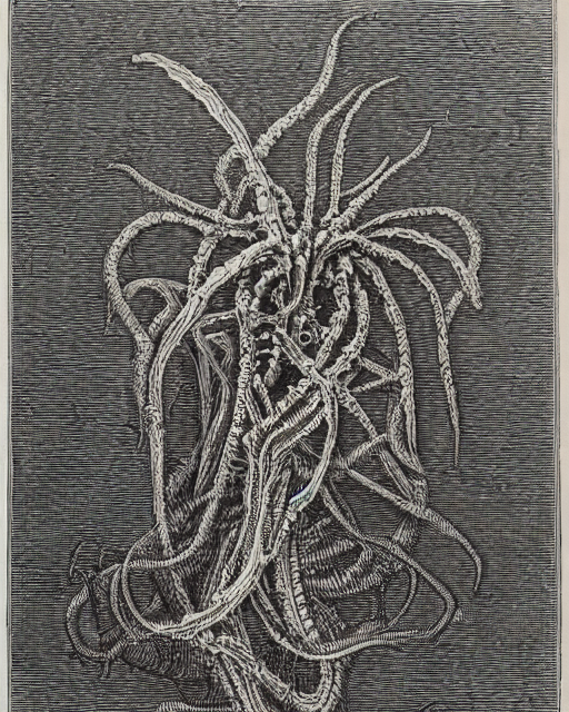 A Drawing By Gustave Dore Of A Deep Sea Crinoid. Etching, Li...