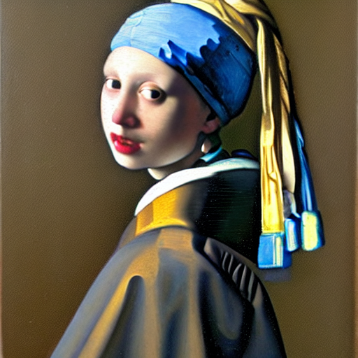 Oil Painting By Vermeer Of A Girl Wearing A Single Pearl Ear...