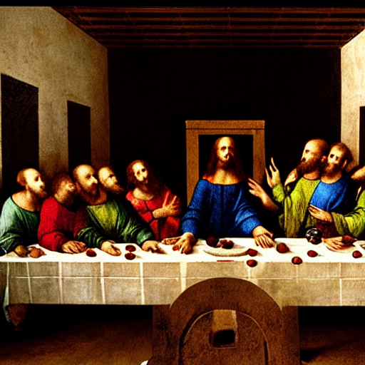 Foxes In The Last Supper Painting By Leonardo Da Vinci. Dram...