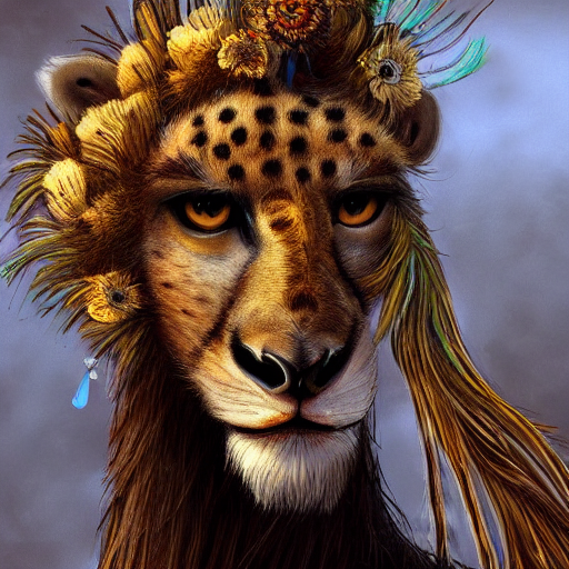Cute Fluffy Giraffe Cheetah Lion Hybrid Mixed Creature Chara...