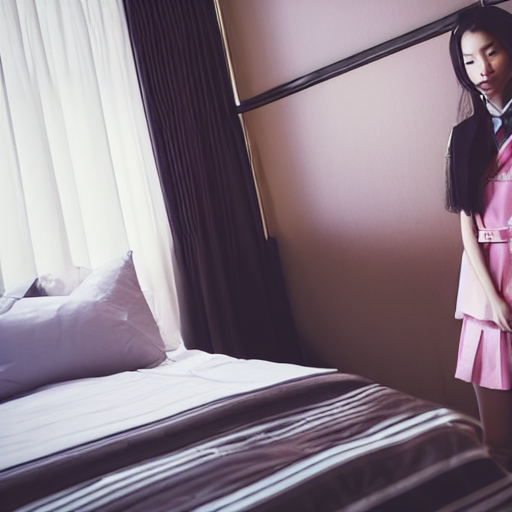 Luxury Advertisement, Close - Up Japanese Schoolgirl In A Ho...
