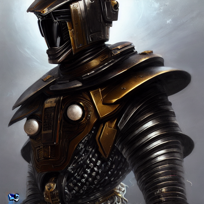 A Portrait Of Sci Fi Samurai Thief Wear Black Japanese Space...