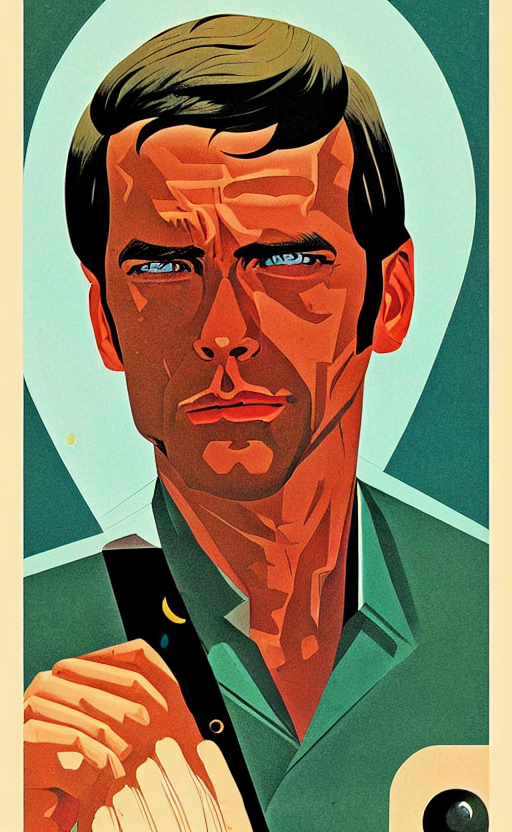 Graphic Illustration Portrait Of A Man In The Style Of Poste...