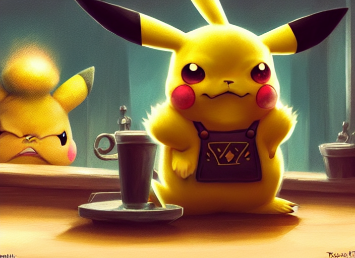 Grumpy Pikachu Sitting In A Bar, Fantasy, Concept Art, Artst... — Stable Diffusion AI Prompt: grumpy pikachu sitting in a bar, fantasy, concept art, artstation, disney, pixar...
