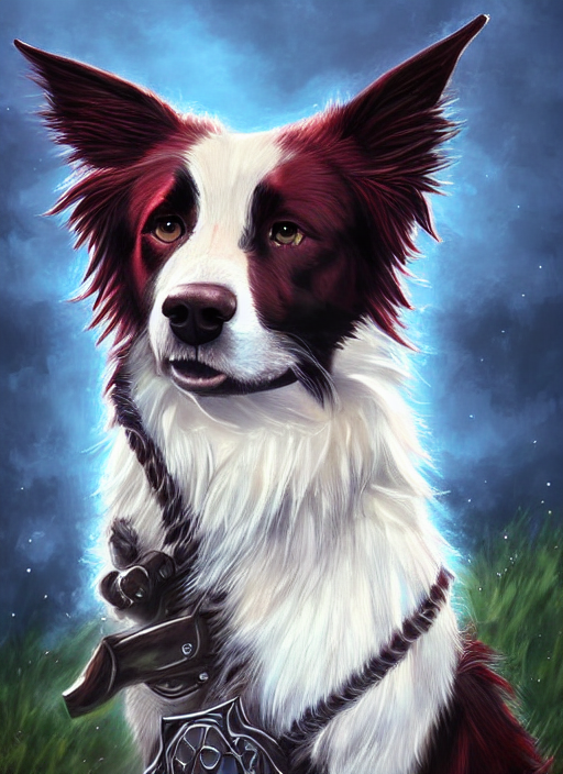 A Portrait Of Border Collie Paladin Braded Red Hair An Ultra...