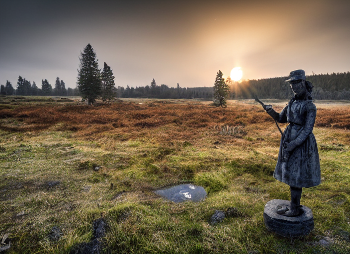 Nordic Mire, A Sculpture Of A 1 9 Th Century Woman Working,...