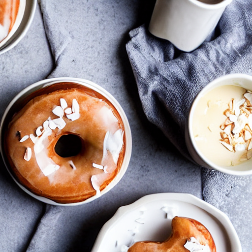 Delicious Donut Glazed With White Chocolate, Almonds And Coc...
