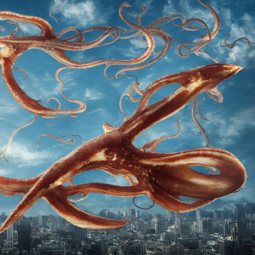 Very Very Intricate Photorealistic Photo Of A Massive Squid...