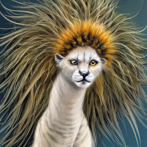Beautiful Elegant Regal White Fluffy Giraffe Cheetah Lion Ca...