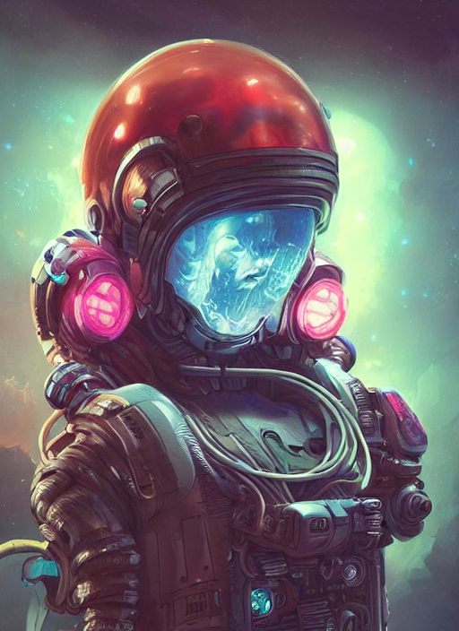 A Cyberpunk Astronaut, Cyberpunk Coral Cyborg Brain Jellyfis...