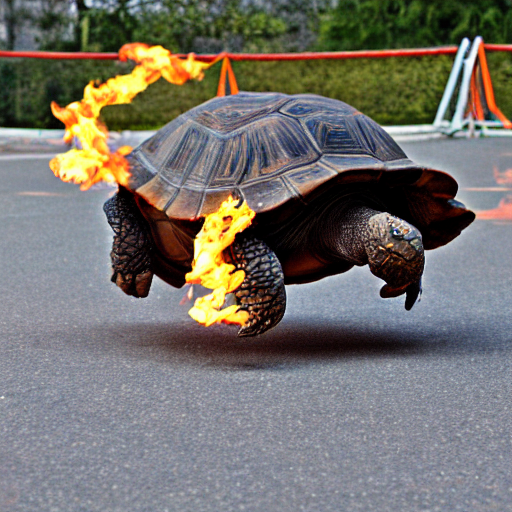 A Tortoise Jumping Through A Flaming Hoop