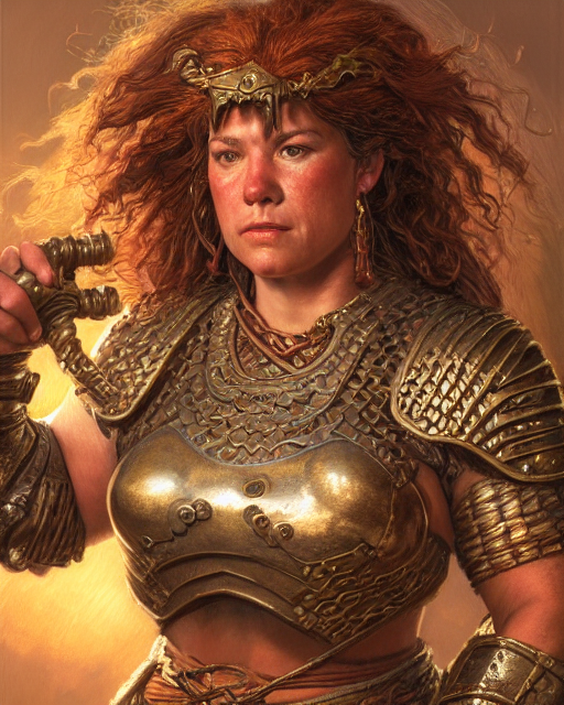 Portrait, Female Dwarf Warrior, Heavy Bronze Breastplate, In...