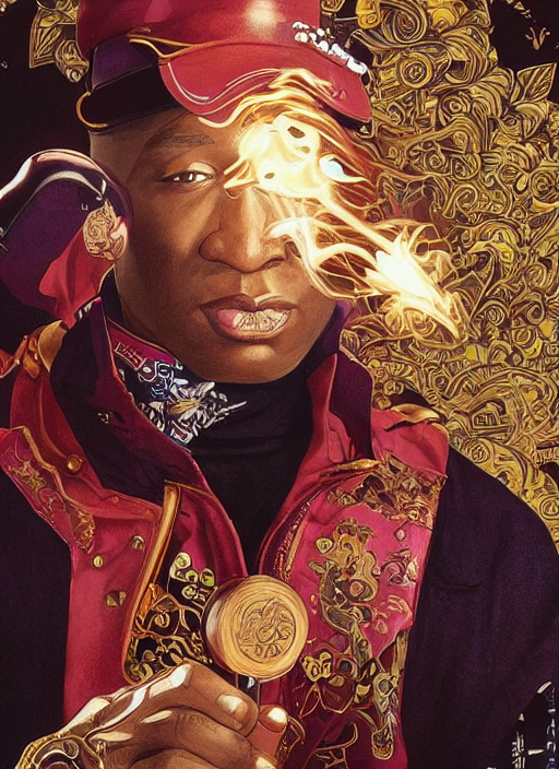 Grand Master Flash Surrounded Smoking A Cigar By Starlight,...