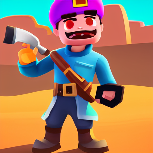 Brawl Stars Character Holding A Weapon, 2 D Digital Art, In...