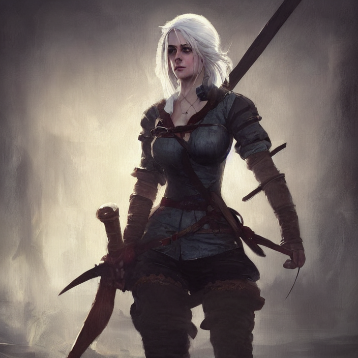 A Painting Of A Full Body Shot Of Ciri From The Witcher By G...