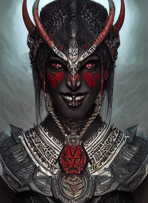 Gothic Aztec Devil, Highly Detailed, Portrait, Digital Paint...