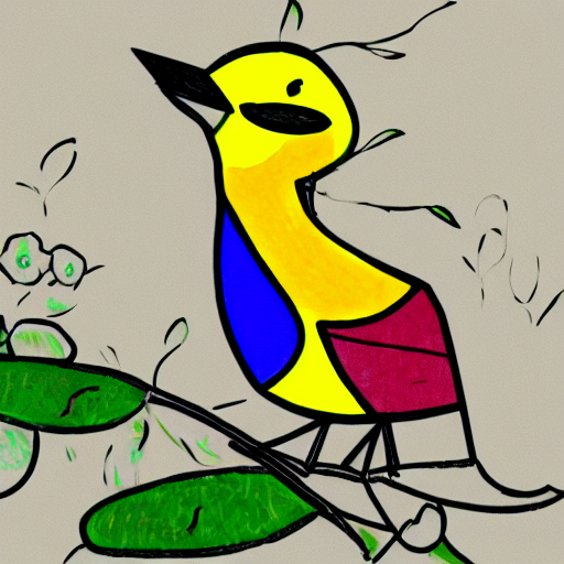 A Cute Bird, Kids Line Drawing Art