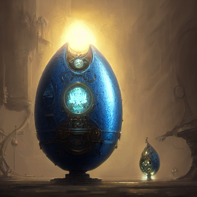 Symmetric  A Steampunk Manufactured Mystical Canal Blue Egg...