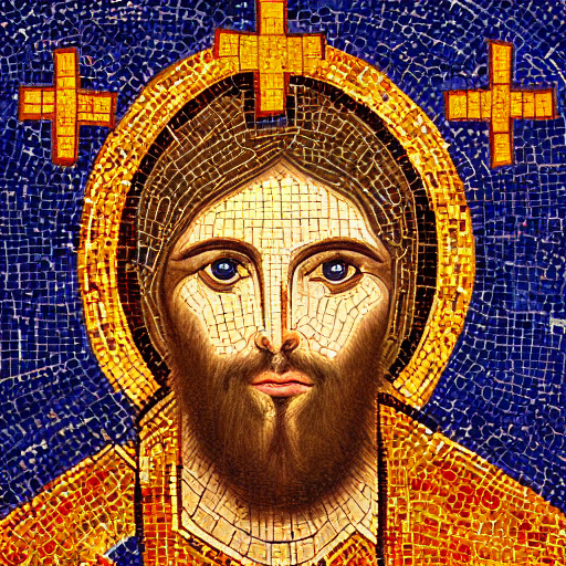 Realistic Portrait Of A Templar Knight As A Byzantine Mosaic...