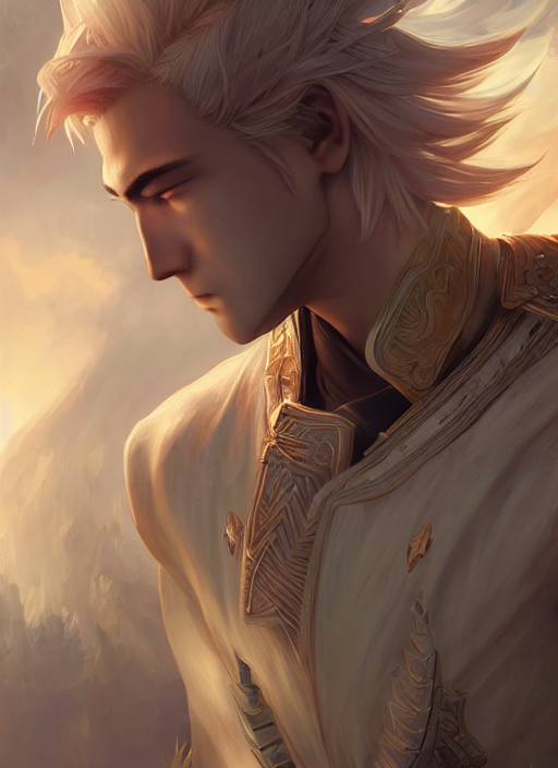 Blond Beautiful Boy Xianxia Hero 3 Standing On Lotus Pond,...