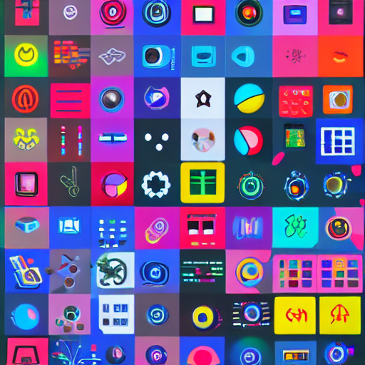 1 2 Aligned Colourful Icons Of Computers, Digital Art, Trend...