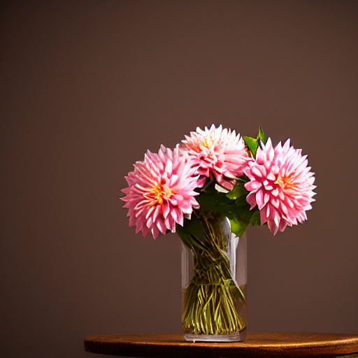 A Glass Vase Of Pink And White Dahlia Flowers, Photography,...