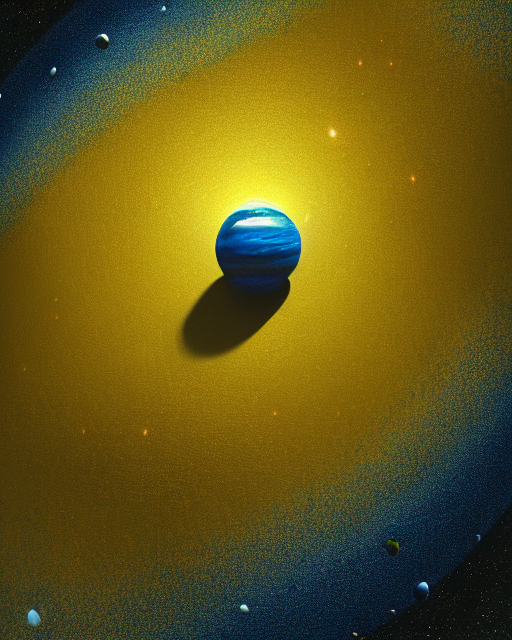 A Small Blue Planet Moving Around A Yellow Star, Studio Ligh...