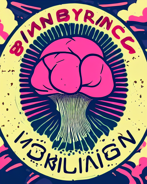 Awesome Logo Of A Brain And Mushroom And Pills With Dank Tec...