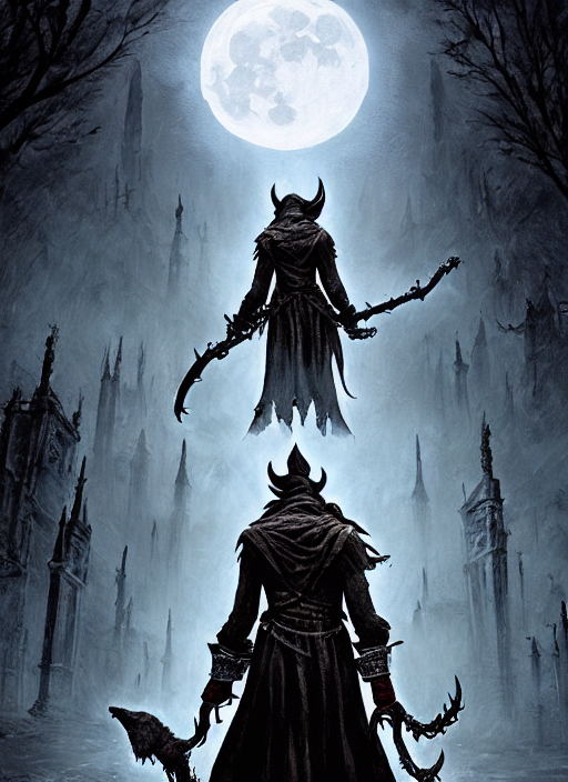 Bloodborne Werewolf Howling In Yharnam Graveyard With Full M...