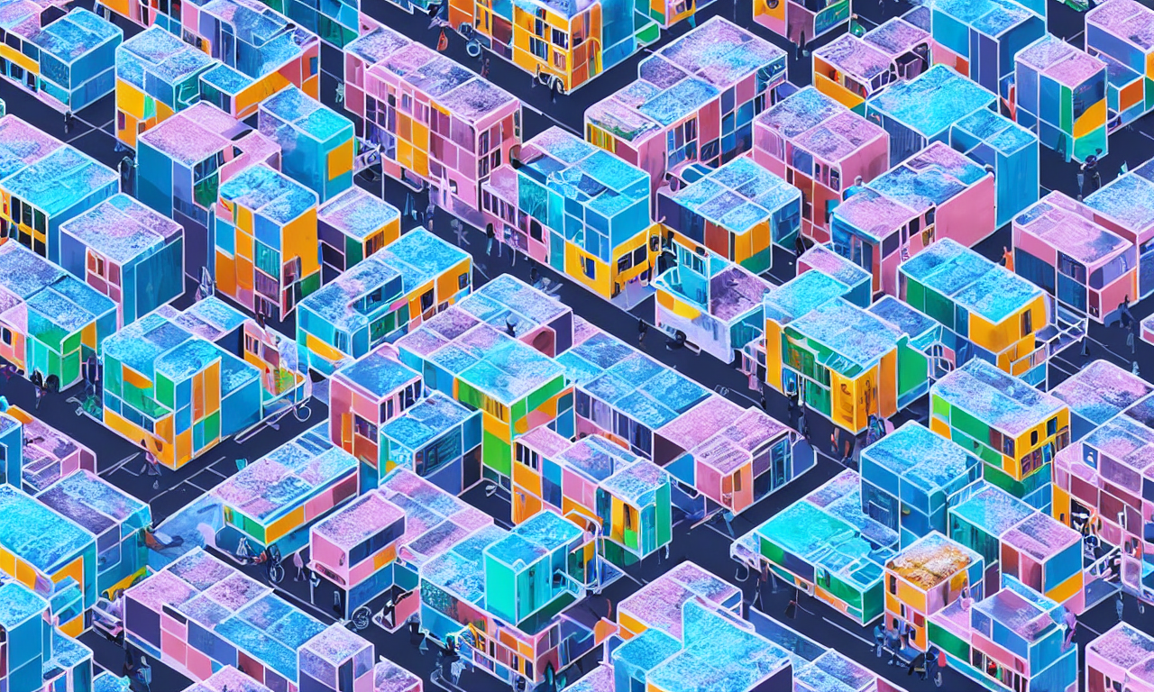 Frozen Tetris Blocks, Colorful Copenhagen Roofs Birdview, Wh...
