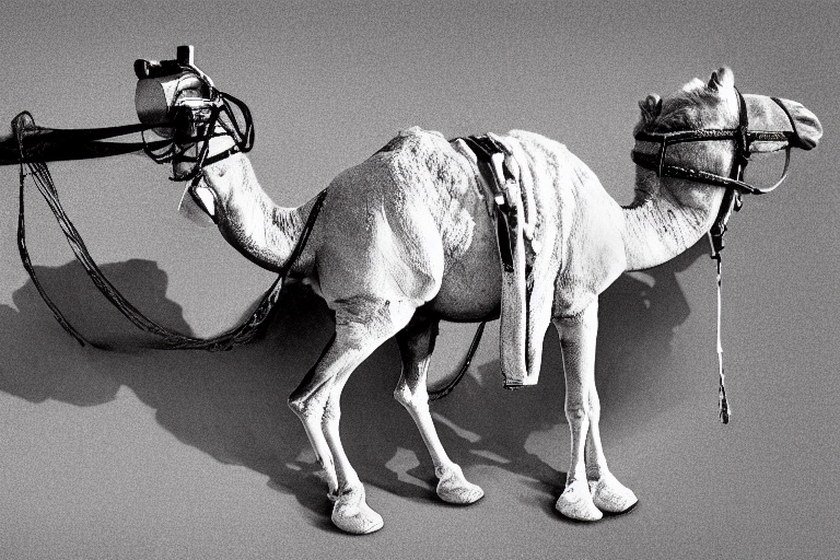 Camel Wearing Boots And An Eyepatch, Hyper Realism, Photogra...