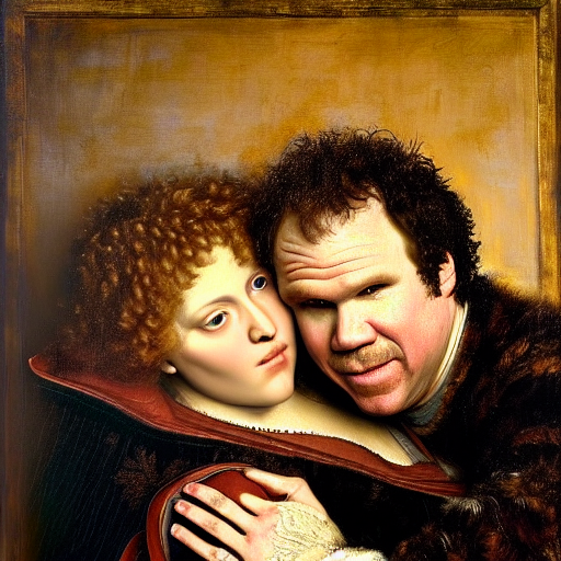 A Renaissance Portrait Of Will Ferrell Hugging John C. Reill...