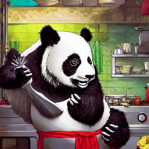 Panda Chef In A Kitchen, By Josan Gonzalez Splash Art Graphi...