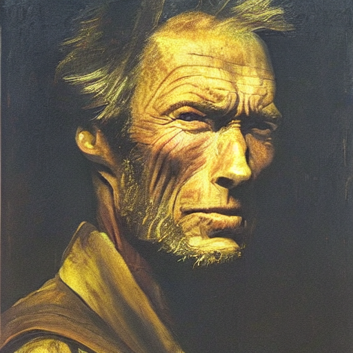 Wide Eyed Clint Eastwood By Rembrandt, Startled Facial Expre...