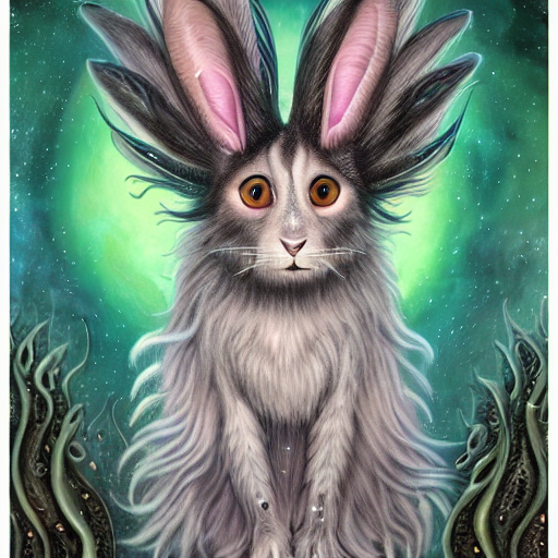 Cosmic Horror Cute Fluffy Grey Tabby Border Collie And Tan L...